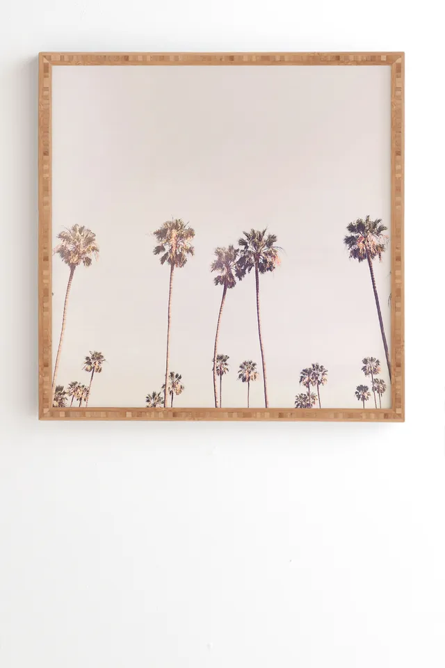 Sunny Cali Palm Trees by Sisi and Seb - Framed Wall Art Bamboo 30" x 30"