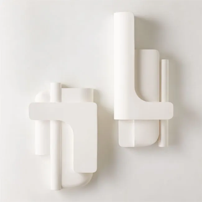 Brazilian White Concrete Wall Decor Panels Set of 2