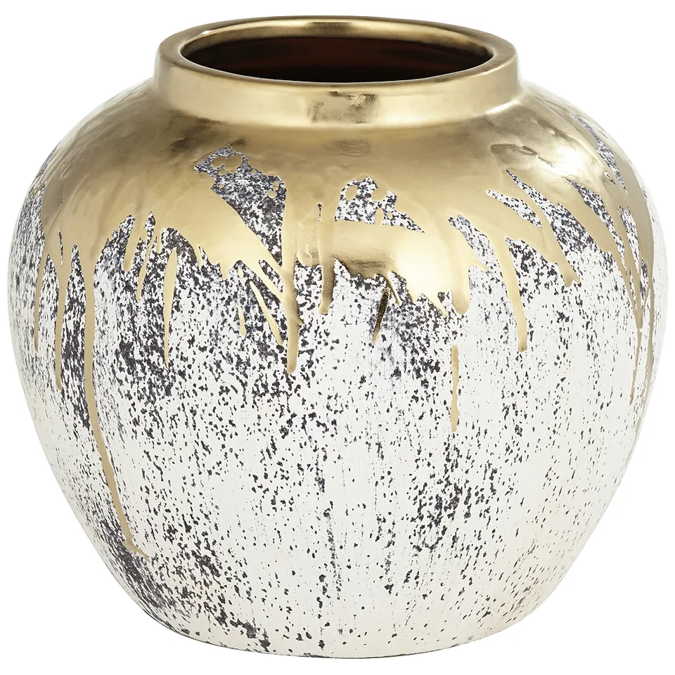 Helene 9" High Matte Gold and Gray Decorative Vase