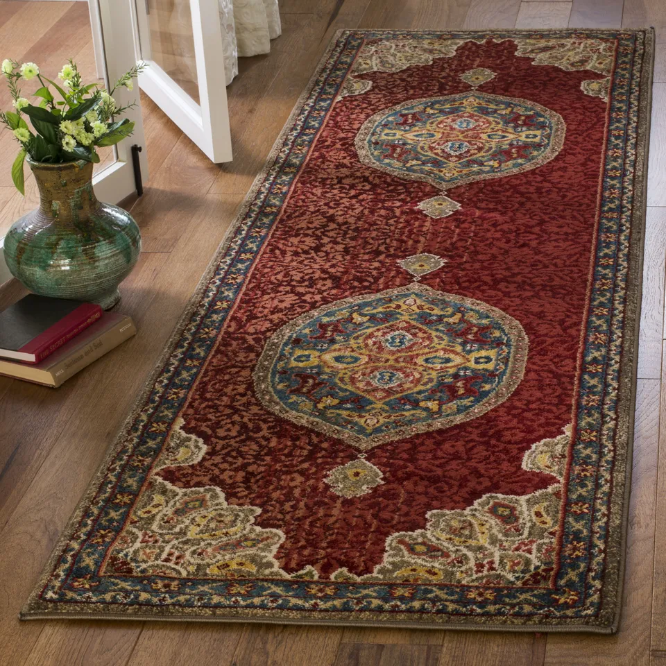 Arlo Home Woven Area Rug, KSN302F, Red/Blue,  2' 6" X 8'