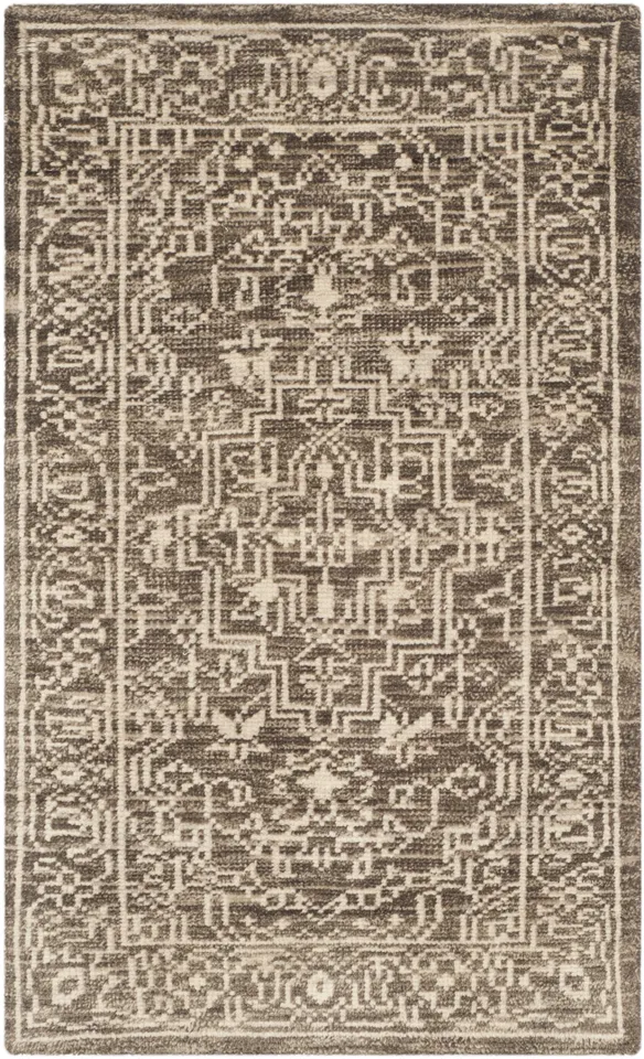 Arlo Home Hand Knotted Area Rug, KNY682A, Brown/Beige,  3' X 5'