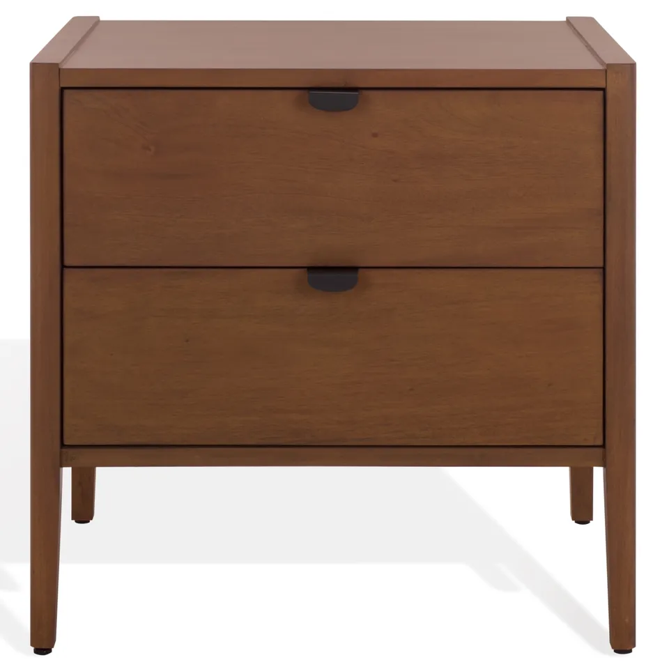 Mayalyn Wood 2 Drawer Nightstand - Walnut / Black
