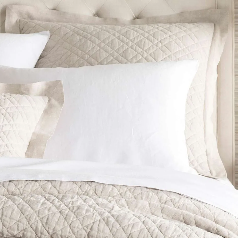 Washed Linen Natural Quilted Sham