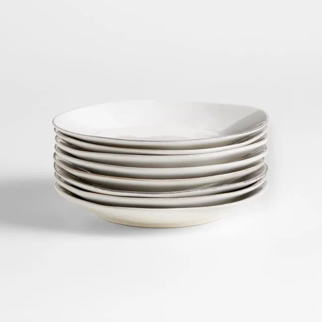 Marin White Stoneware Salad Plates, Set of 8