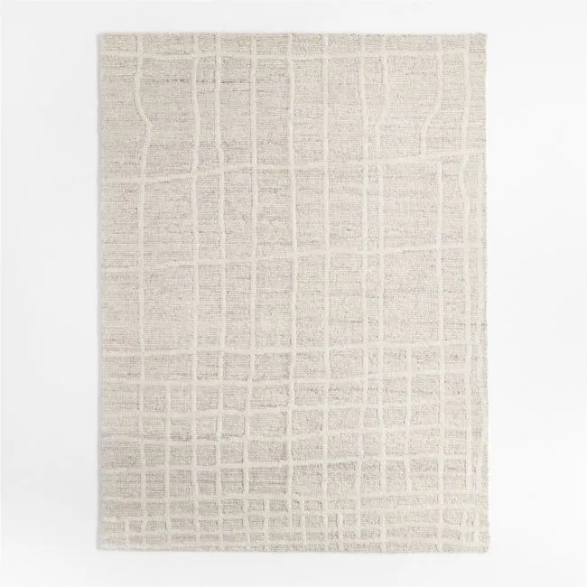 Agen Wool Handwoven Grid Ivory Area Rug 10'x14'