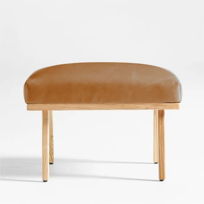 Cavett 22" Wood and Leather Ottoman