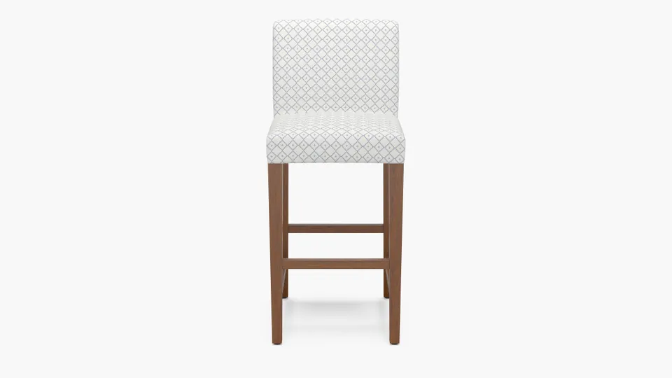 Signature Dining Bar Stool, Delft Petite Lattice, Walnut Square Tapered Leg