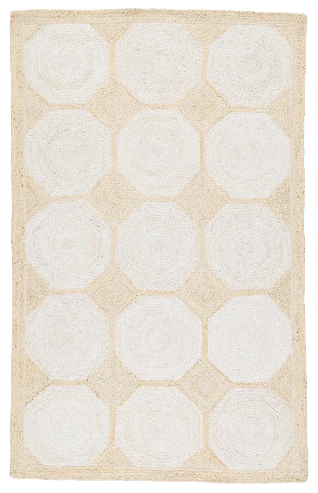 Fiorita Natural Geometric Light Beige/ White Area Rug (2'X3')