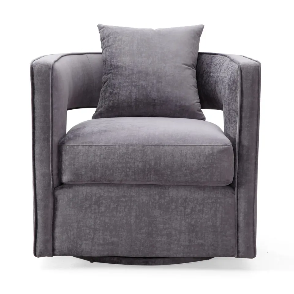 Kennedy Grey Textured Velvet Swivel Chair