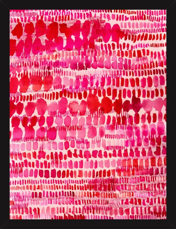 Pink and Red Watercolor Patterns Wall Art  by Paula Mills for Artfully Walls