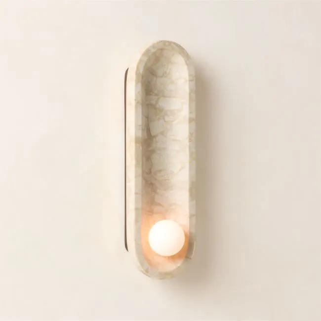 Roxane Golden Oman Marble Wall Sconce by Goop Set of 2