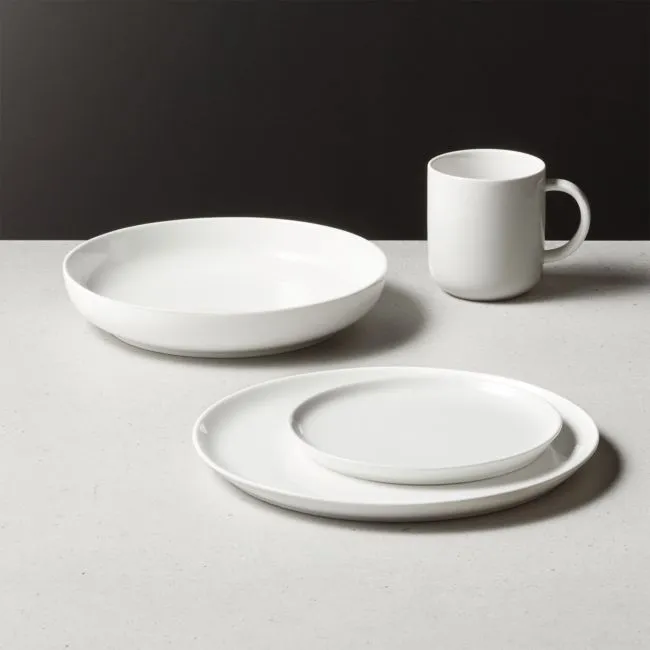 Contact 4-Piece White Ceramic Dinnerware Set with Pasta Bowl