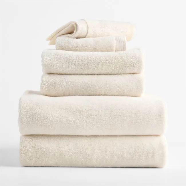 Luxe Plush Organic Turkish Cotton Ivory Bath Towels, Set of 6