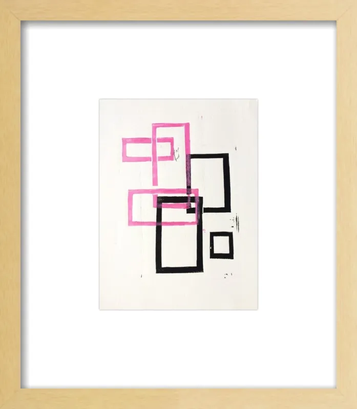 Pink and Black Geometric Squares x2 by Stacy Rajab for Artfully Walls