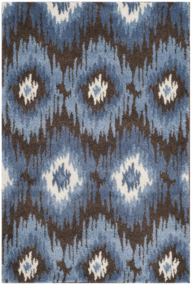 Arlo Home Woven Area Rug, RET2143-2865, Dark Brown/Blue,  4' X 6'