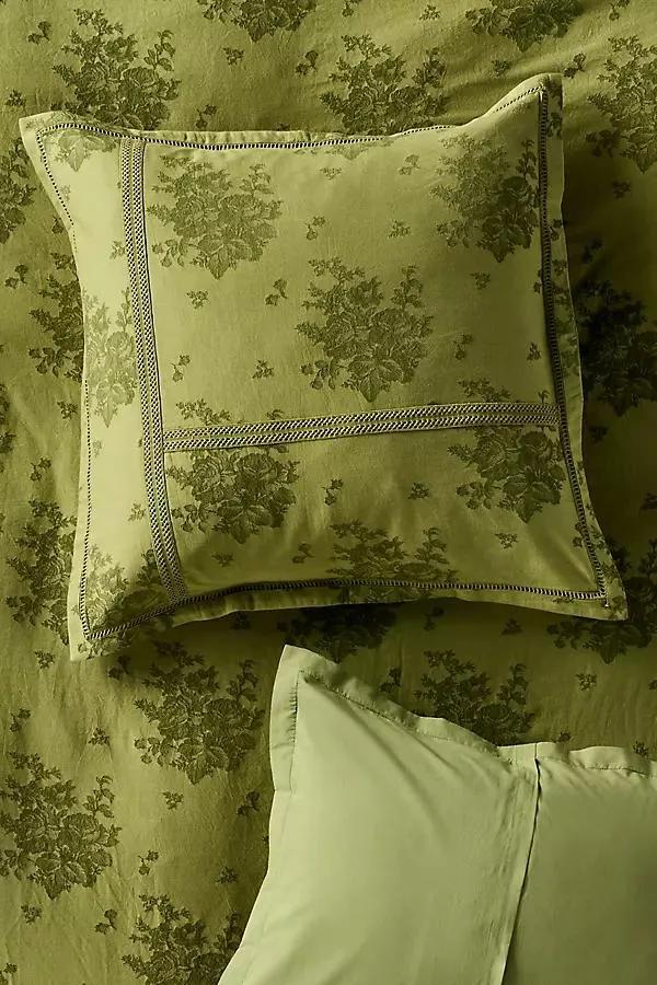 Nadia Cotton Solid Floral Embellished Euro Sham