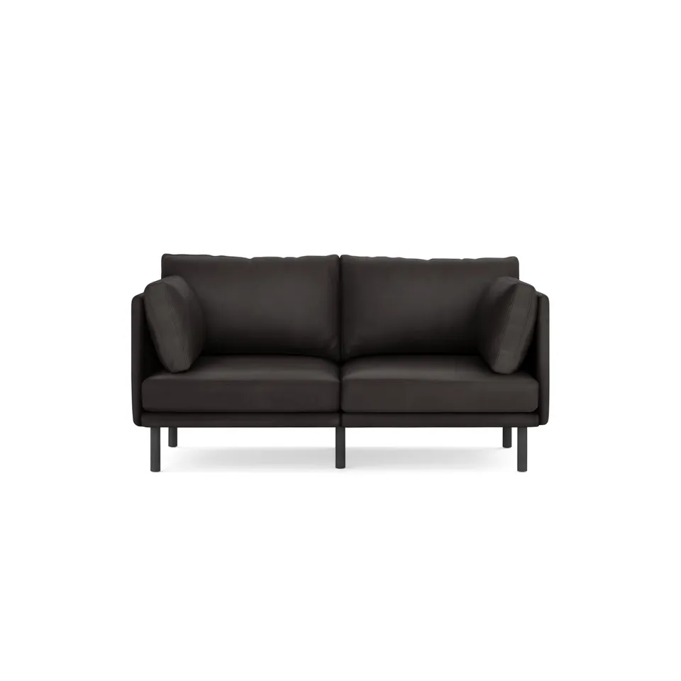 Field Leather 2-Piece Sofa - Slate - Top Grain Leather / Black - Metal