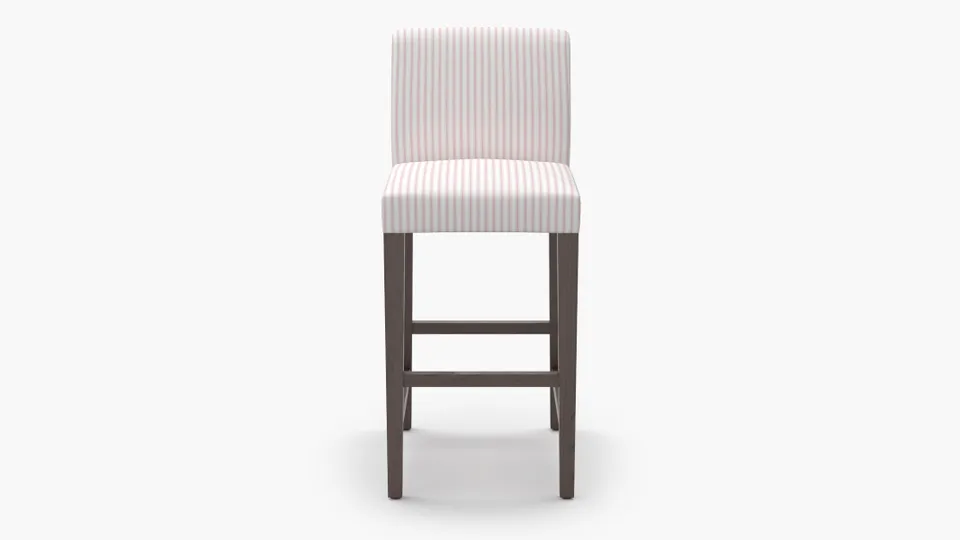 Signature Dining Bar Stool, Pink Classic Ticking Stripe, Espresso Square Tapered Leg