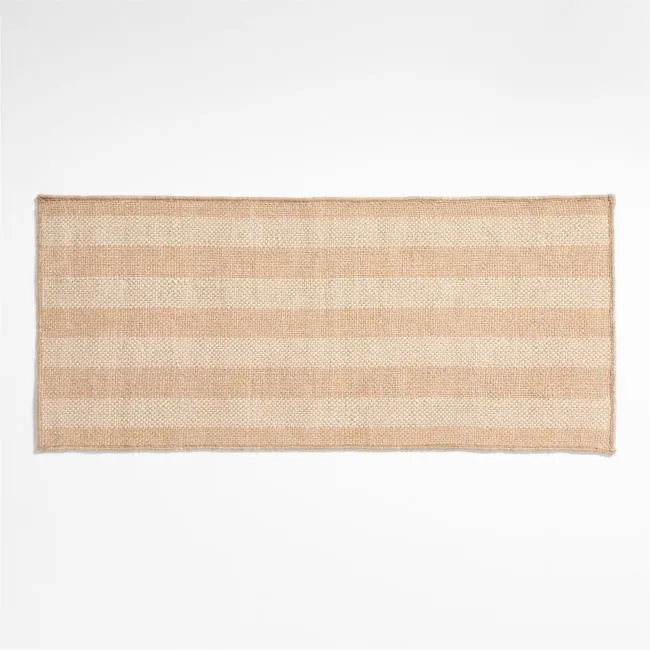 Stripe Performance Ivory and Natural Indoor/Outdoor Double Doormat 24"x57"