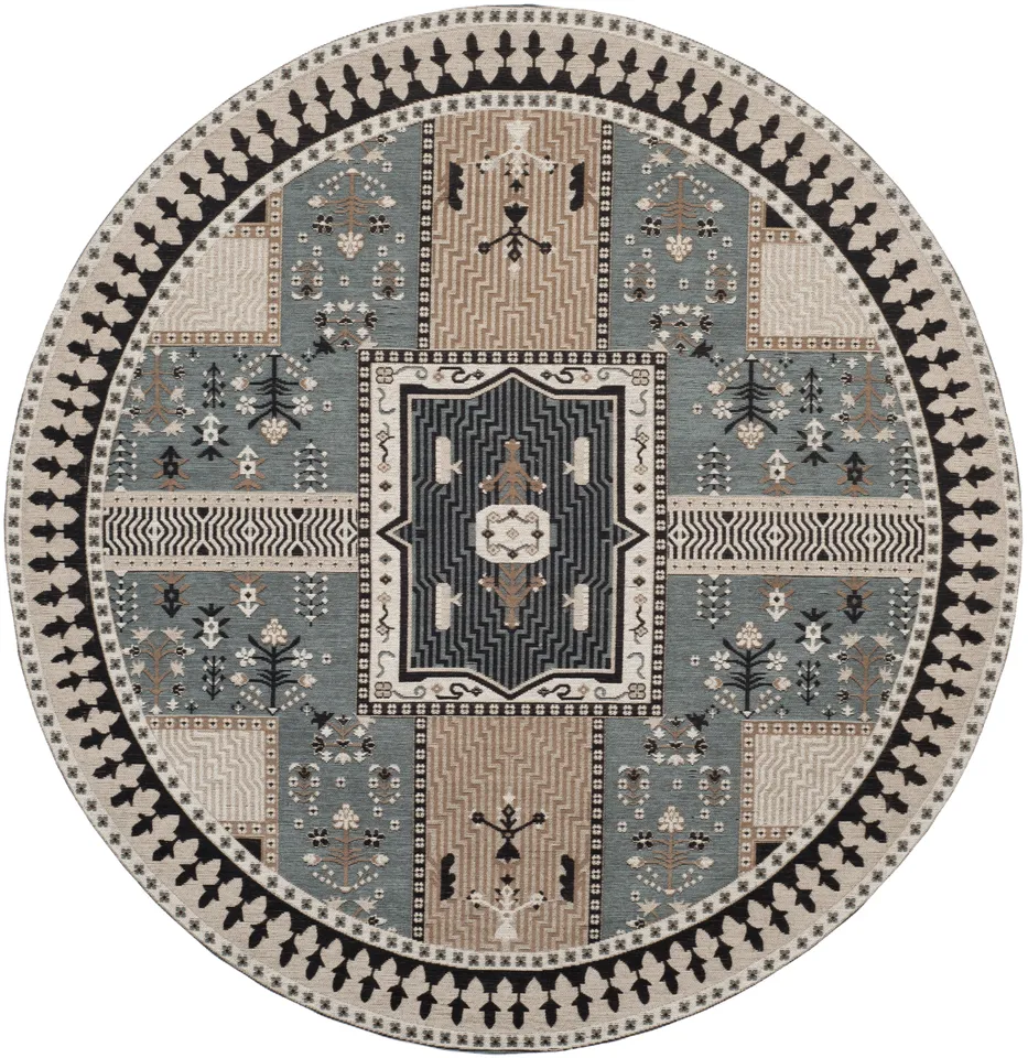 Arlo Home Woven Area Rug, CLV512B, Slate/Beige,  6' X 6' Round