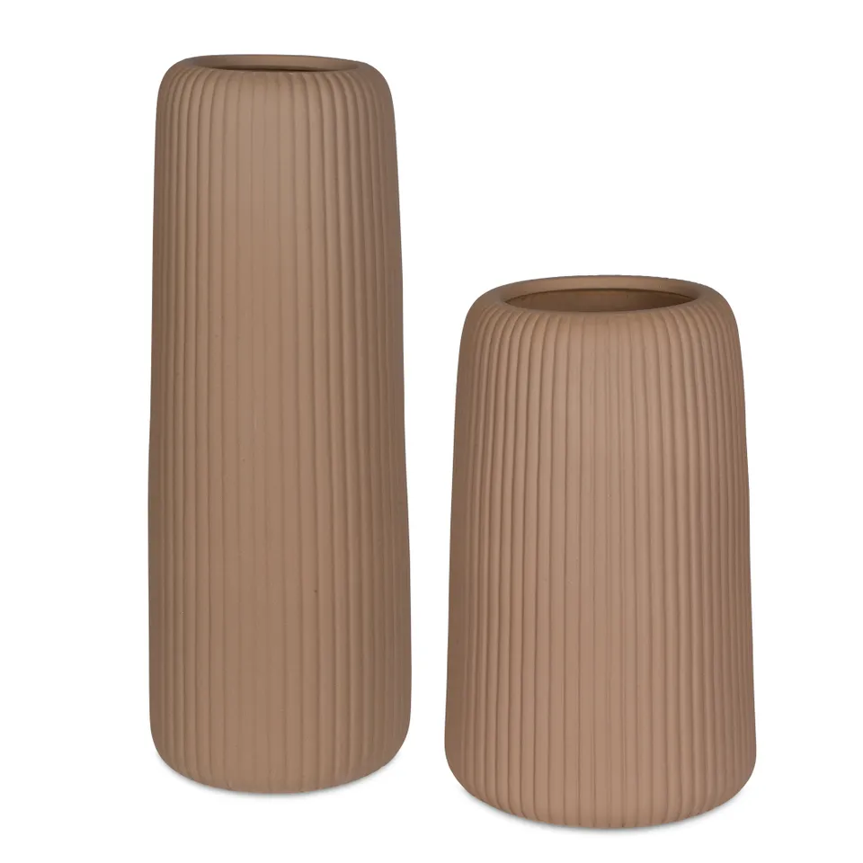 Ridge Light Brown Vases Set/2