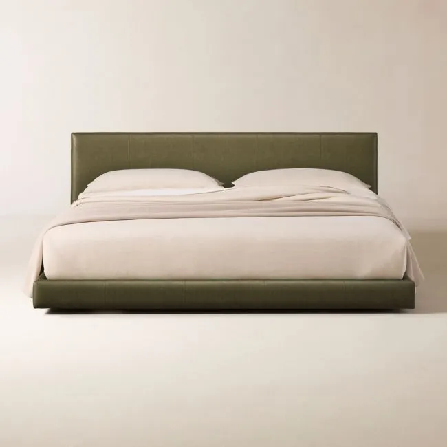 Facade Leather Upholstered King Bed
