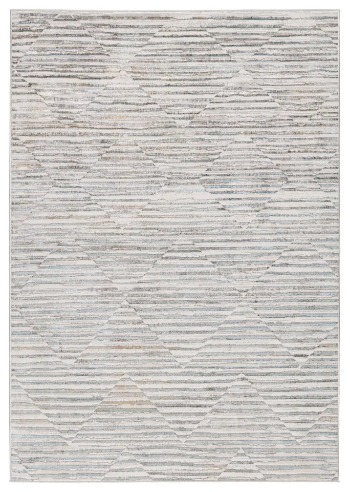 Vibe by Wilmot Striped Gray/ Light Blue Area Rug (9'10"X14')