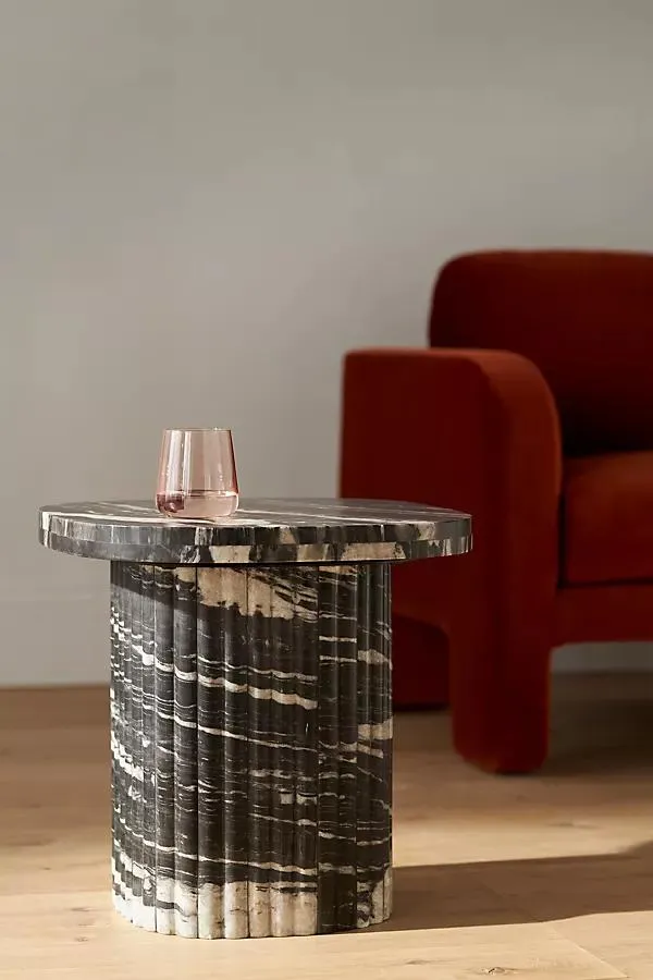 Kanta Square 18" Fluted Marble Side Table