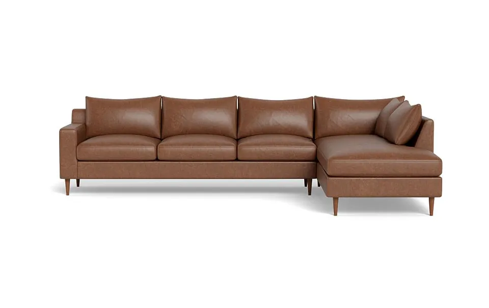 Sloan Leather 4-Seat Right Bumper Sectional