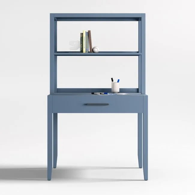Ever Simple 36" Modular Slate Blue Wood Kids Desk with Hutch