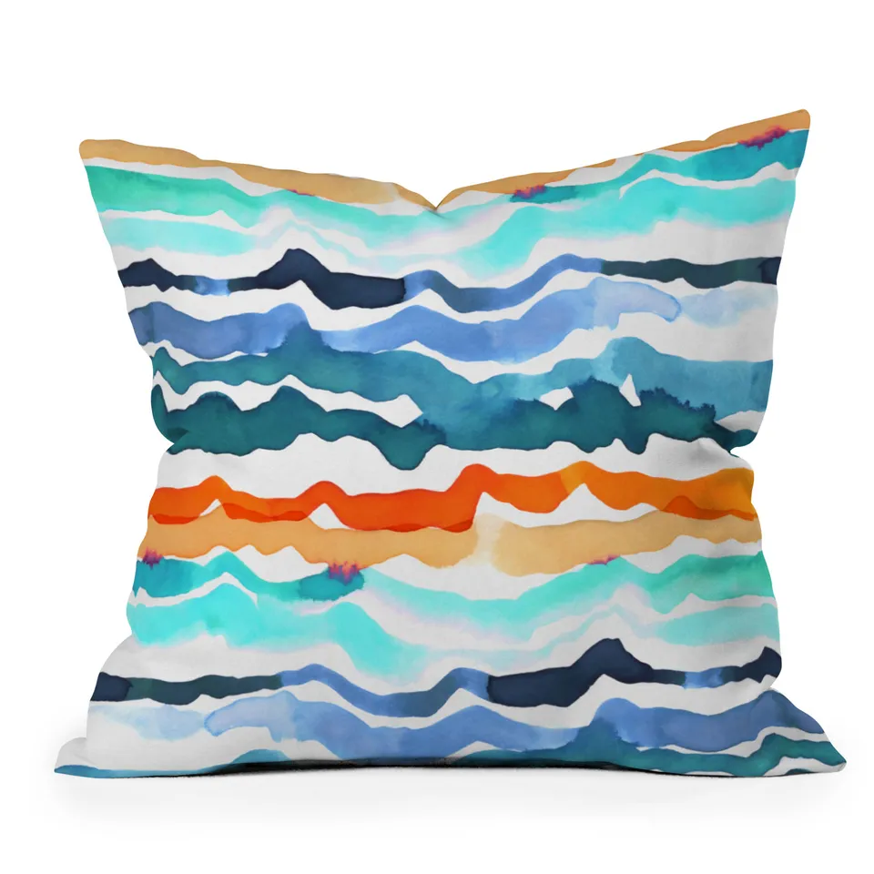 Beach Waves by CayenaBlanca - Indoor Throw Pillow 18" x 18" cover only