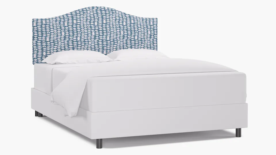Camelback Headboard, Dusty Blue Odalisque, Queen