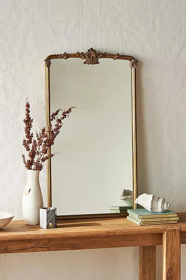 Cecilia Floral Emblem Portrait Rectangle Wall Mirror