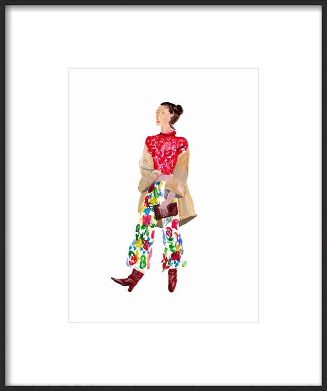 Woman in Floral Print Pants by Jackie Mancuso for Artfully Walls