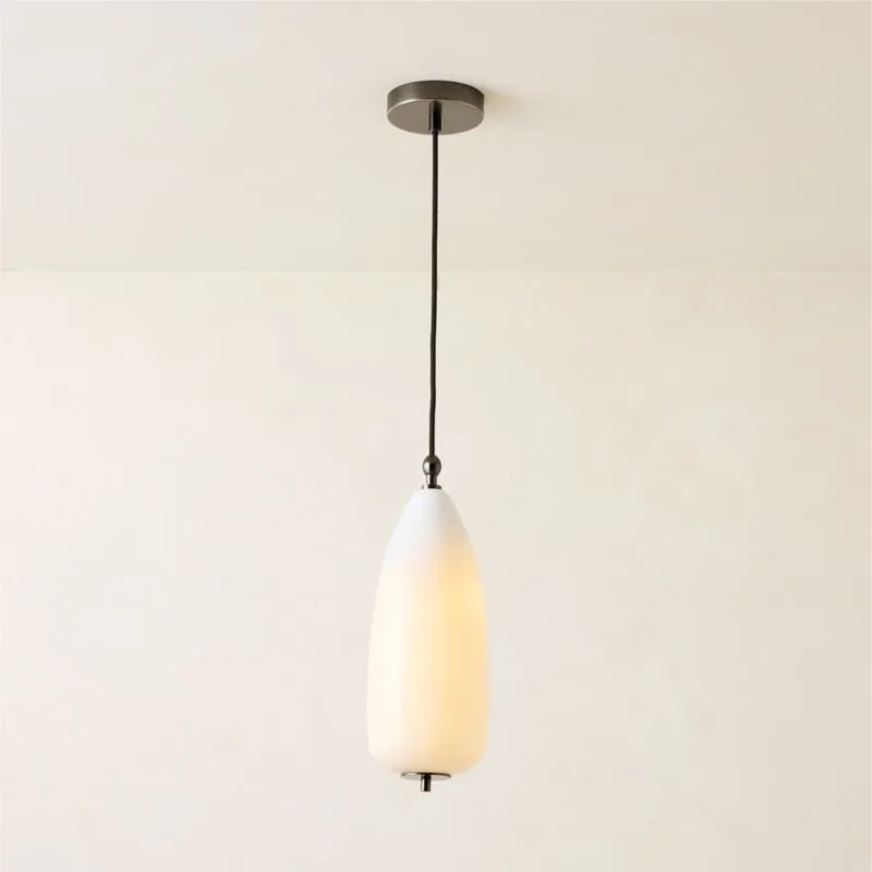 Tova Opal Glass Oblong Pendant Light 6"