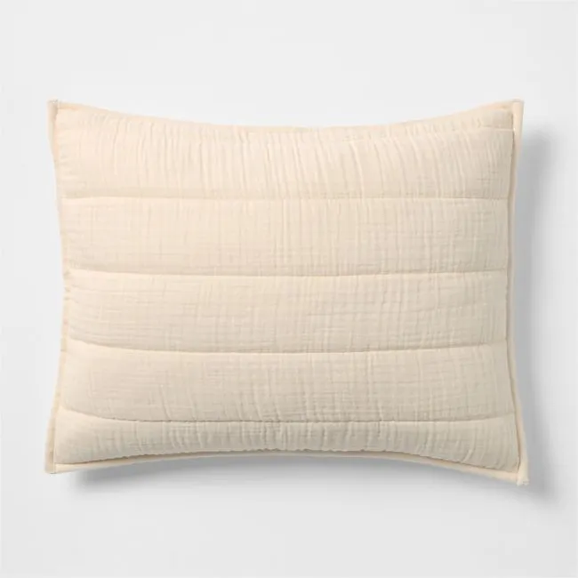 Organic Cotton Gauze Undyed Standard Quilted Bed Pillow Sham