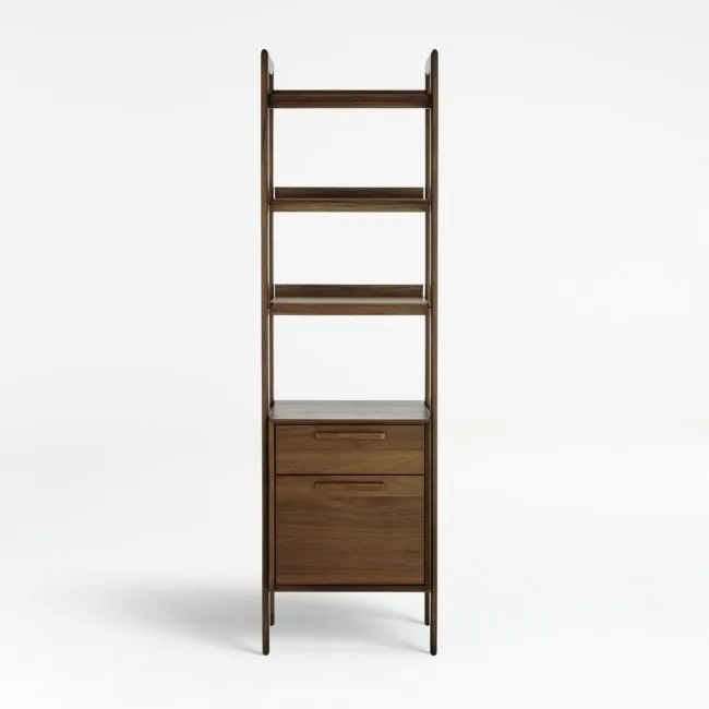 Tate 22" Walnut Bookcase File Cabinet