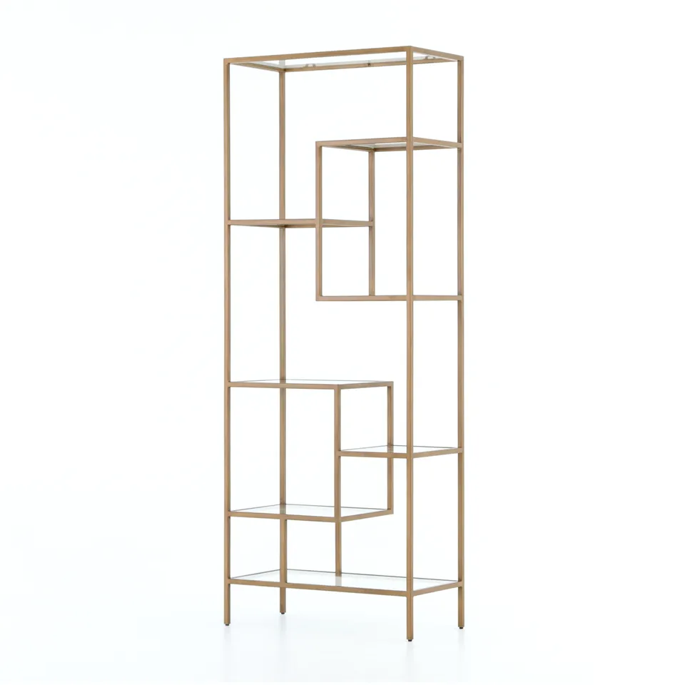 Helena Brass Bookshelf-83"-Antique Brass