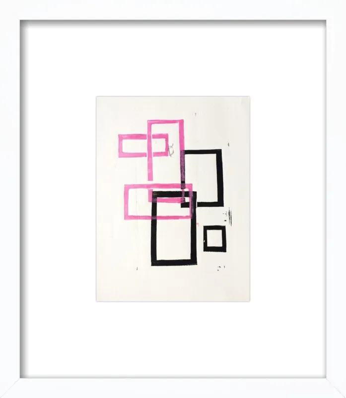 Pink and Black Geometric Squares x2 by Stacy Rajab for Artfully Walls