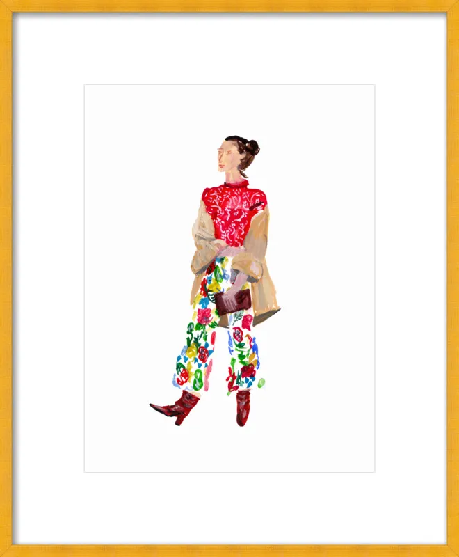Woman in Floral Print Pants by Jackie Mancuso for Artfully Walls