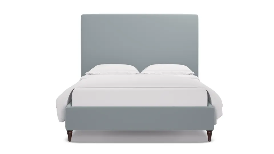 Classic Bed, Sterling Performance Velvet, Espresso Decorative Tapered Leg, Full