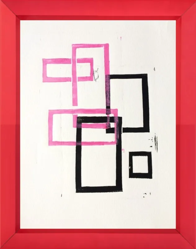 Pink and Black Geometric Squares x2 by Stacy Rajab for Artfully Walls