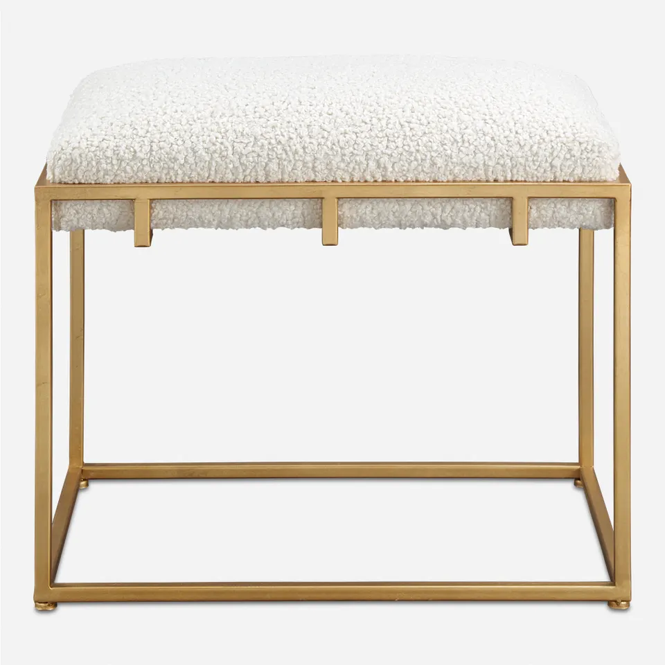Paradox Small Gold & White Shearling Bench