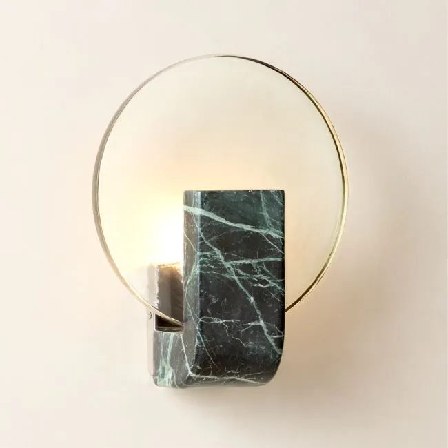Celestun Green Marble And Cast Glass Wall Sconce Set of 2