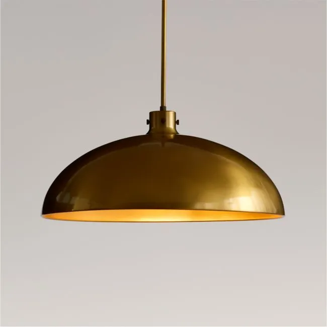 Dakota Brass Pendant Light with Wide Brass Dome 24"