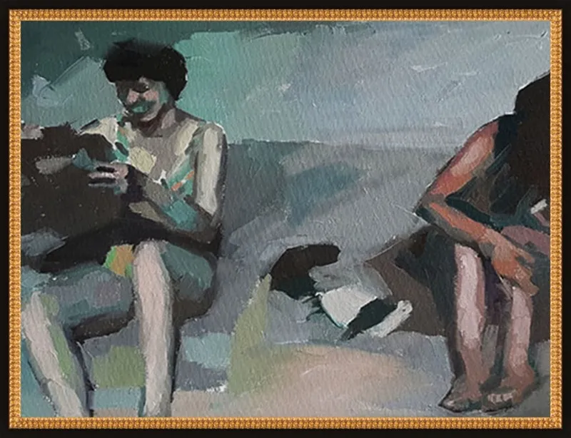 Girls at the beach by Mary Sinner for Artfully Walls
