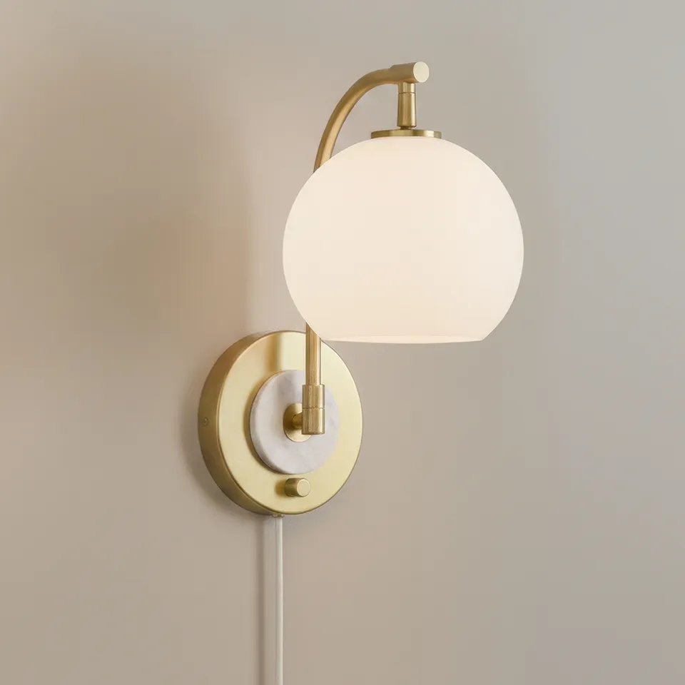 Possini Euro Hillary 14"H Antique Brass Swing-Arm Plug-In Wall Lamp