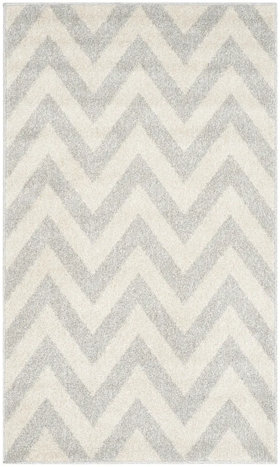 Arlo Home Indoor/Outdoor Woven Area Rug, AMT419B, Light Grey/Beige,  2' 3" X 9'