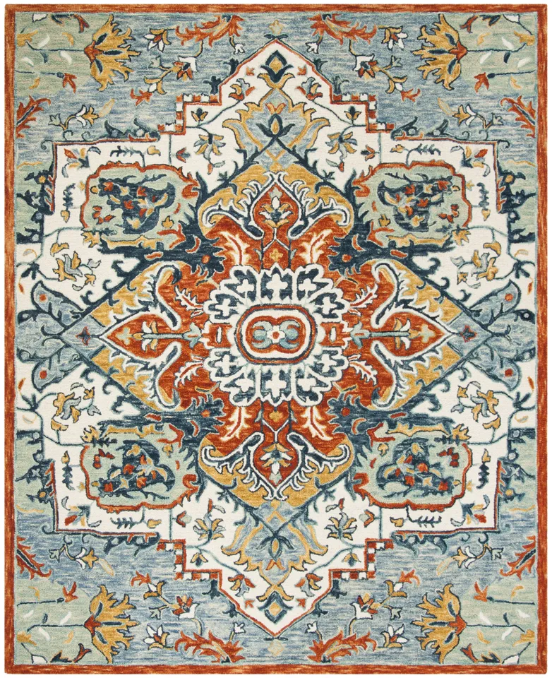 Arlo Home Hand Tufted Area Rug, APN312A, Blue/Rust,  8' X 10'