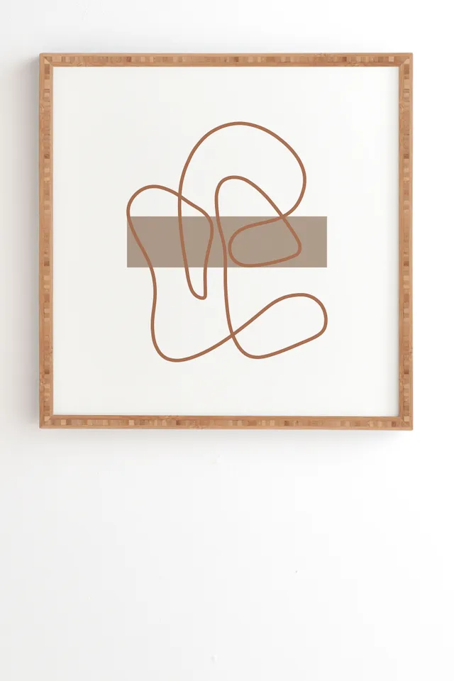Abstract Line Neutral by Mambo Art Studio - Framed Wall Art Bamboo 30" x 30"
